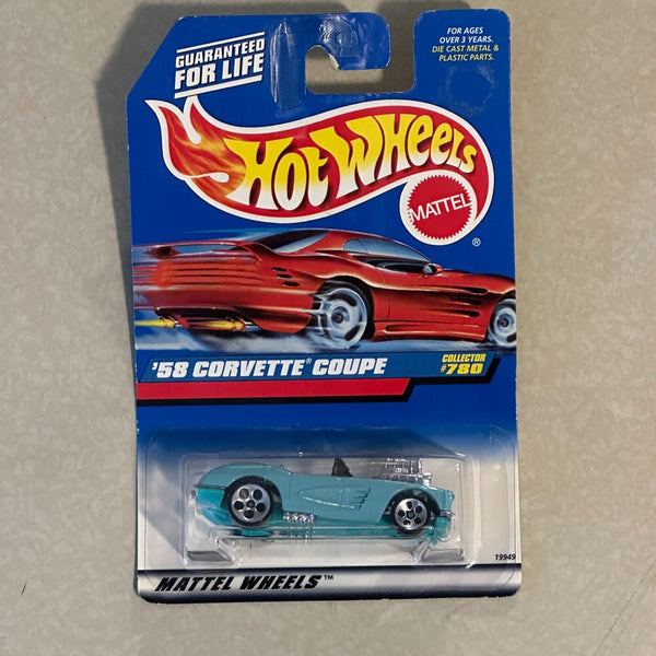 1998 Hot Wheels / ‘58 Chevrolet Corvette Coupe / Collector 780 / 30th Anniv Card